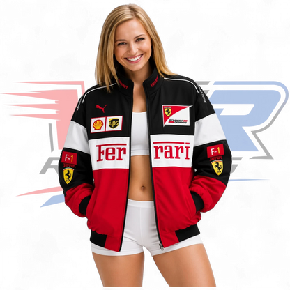 F1 Vintage Ferrari Racing Jacket Red Black White