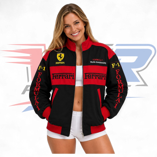 F1 Vintage Ferrari Racing Jacket Red & Black
