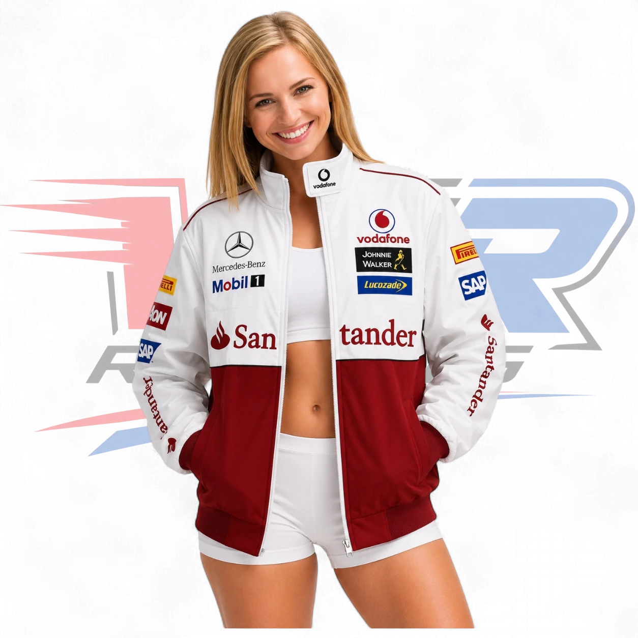 F1 Vintage Mercedes Benz Racing Jacket Red White