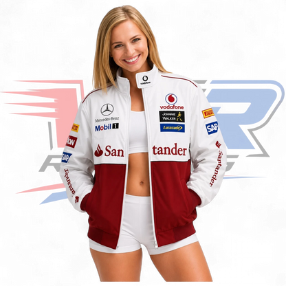 F1 Vintage Mercedes Benz Racing Jacket Red White