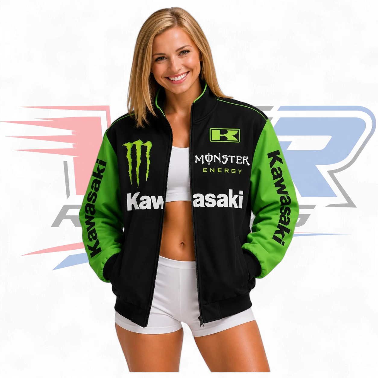 F1 Vintage Kawasaki Monster Racing Jacket Black