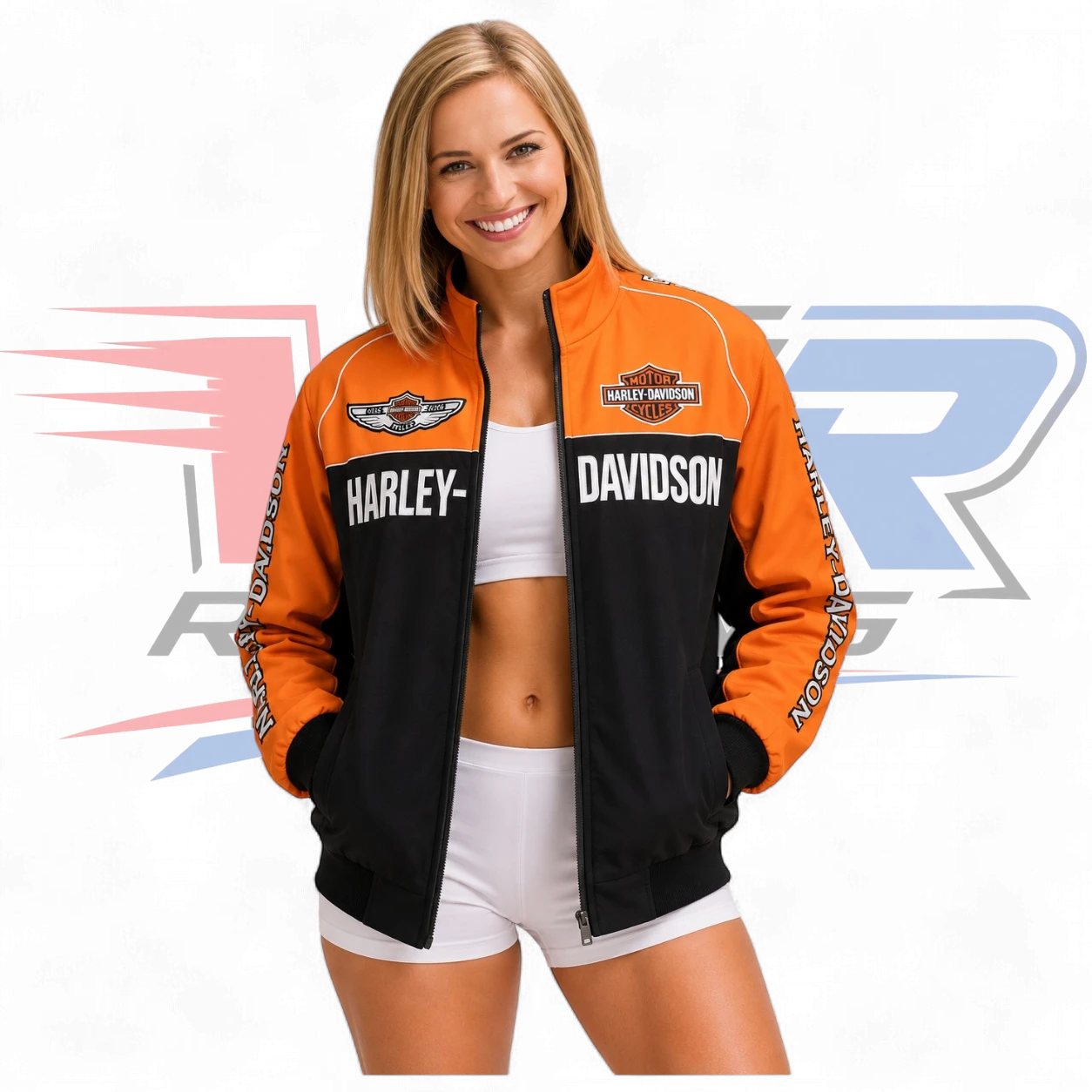 F1 Vintage Harley Davidson Racing Jacket Orange