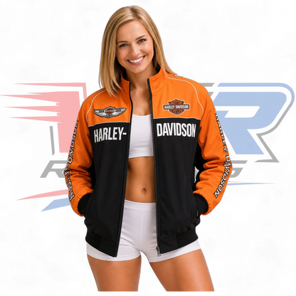 F1 Vintage Harley Davidson Racing Jacket Orange