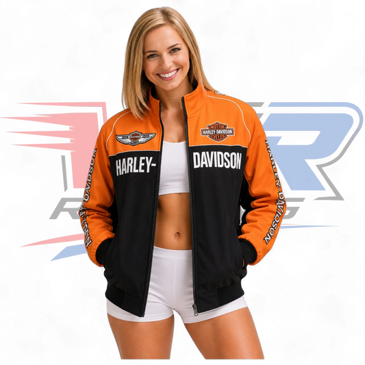 F1 Vintage Harley Davidson Racing Jacket Orange