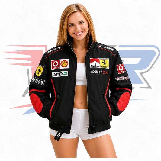 Ferrari × Marlboro Black Ferrari Bomber Jacket Black