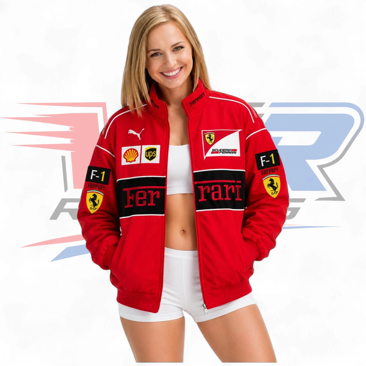 F1 Vintage Ferrari Racing Jacket Red And Black