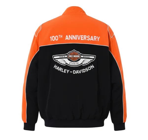 F1 Vintage Harley Davidson Racing Jacket Orange