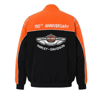 F1 Vintage Harley Davidson Racing Jacket Orange