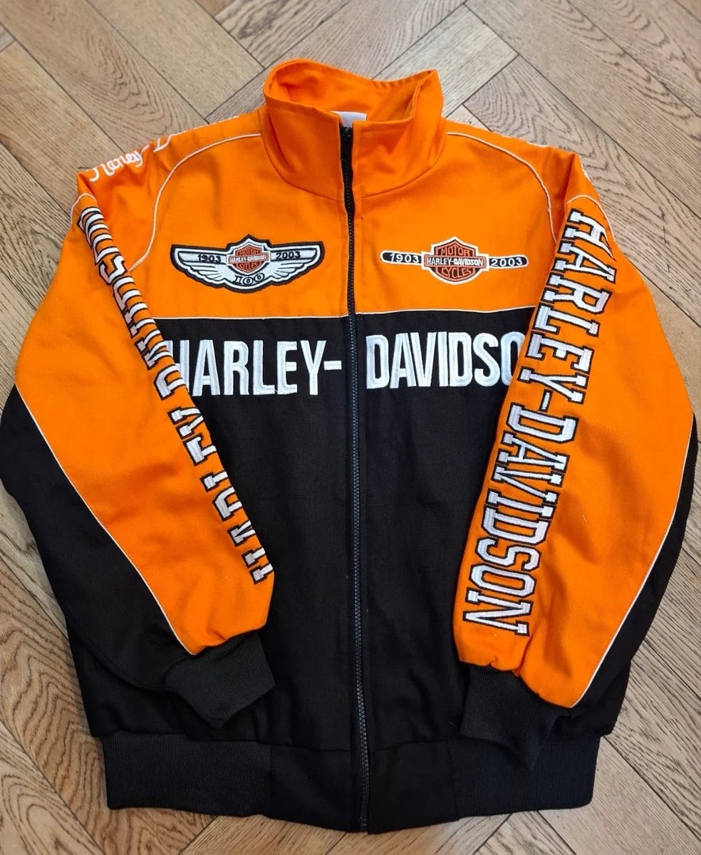 F1 Vintage Harley Davidson Racing Jacket Orange