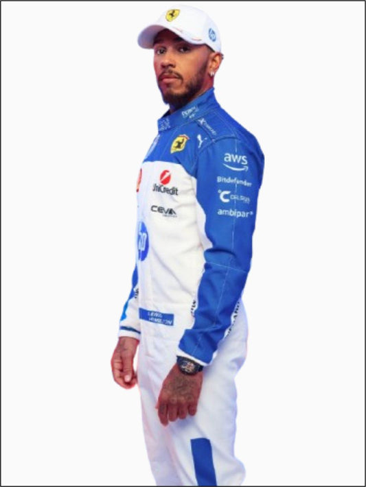 2025 Lewis Hamilton Miami GP Blue F1 Ferrari Race Suit