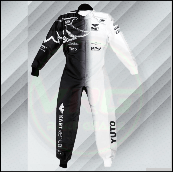 New Kart Republic Suit White-Black - Vintage Racegears