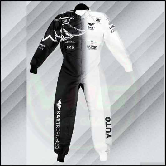 New Kart Republic Suit White-Black - Vintage Racegears