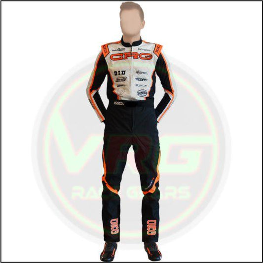 CRG Kart Racing Suit 2024 - Black - White - Vintage Racegears