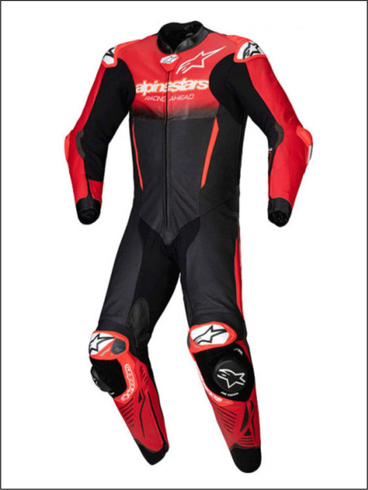 Leather suit Alpinestars GP-R7 1 piece black-mid red