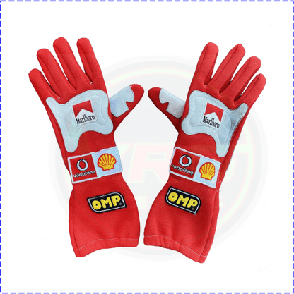 OMP Ayrton Senna F1 Racing Gloves Red - Vintage Racegears