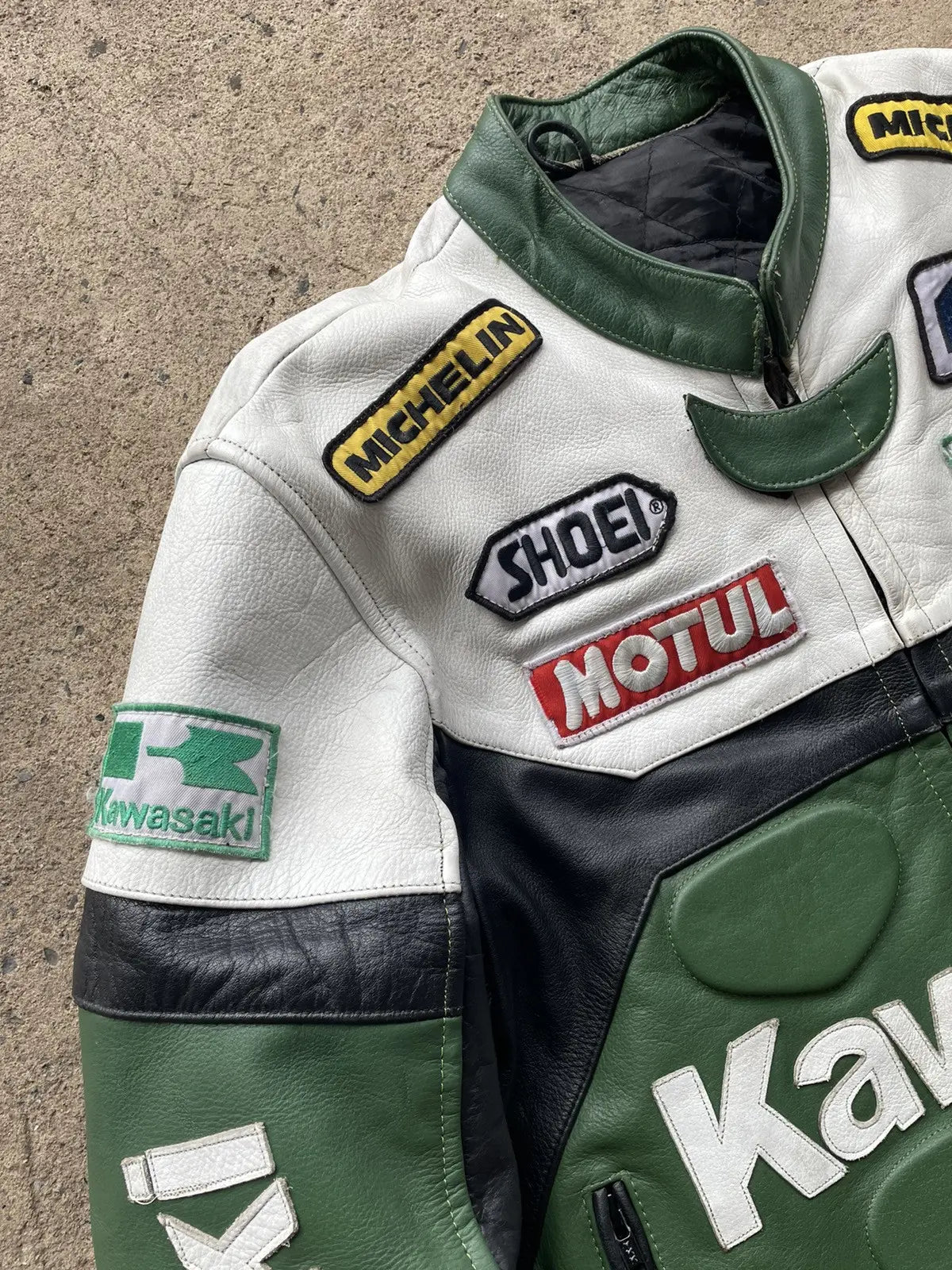 RARE Vintage Kawasaki Leather Moto Racing Jacket Hype