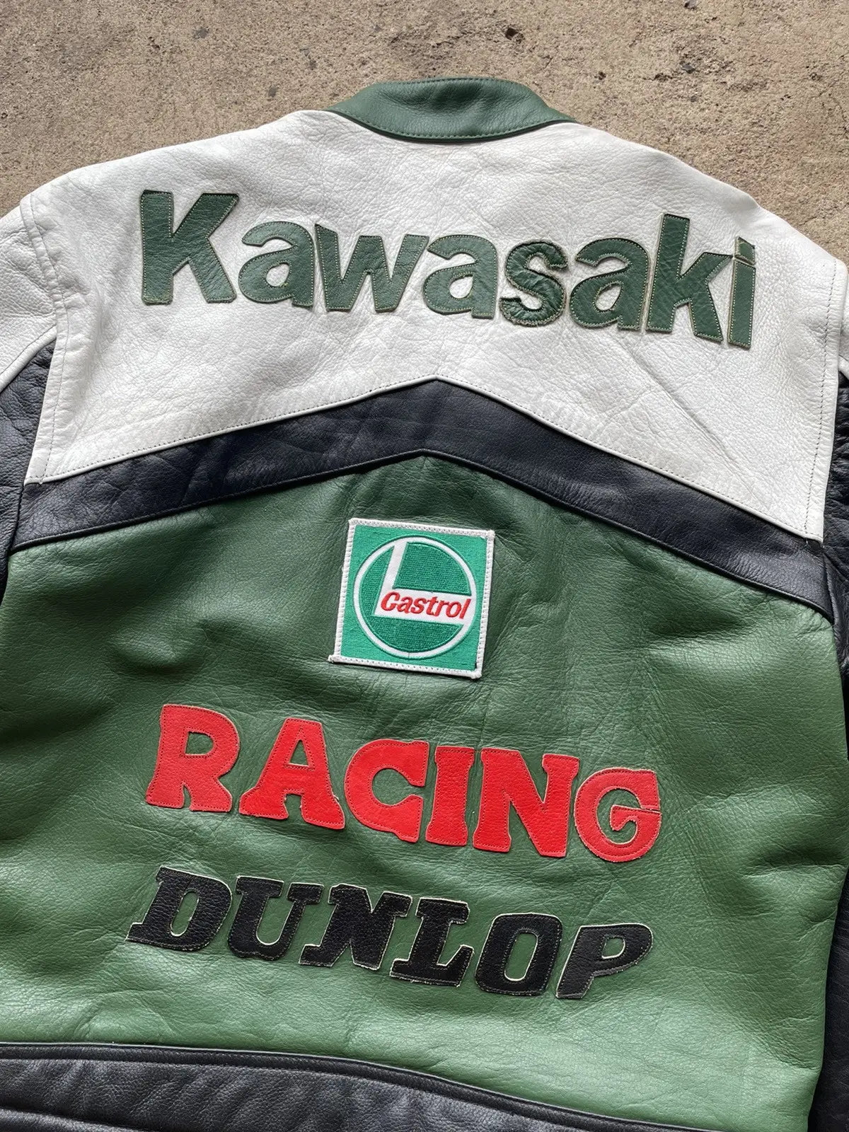 RARE Vintage Kawasaki Leather Moto Racing Jacket Hype