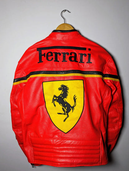 FERRARI RACING LEATHER JACKET Formula 1 RETRO