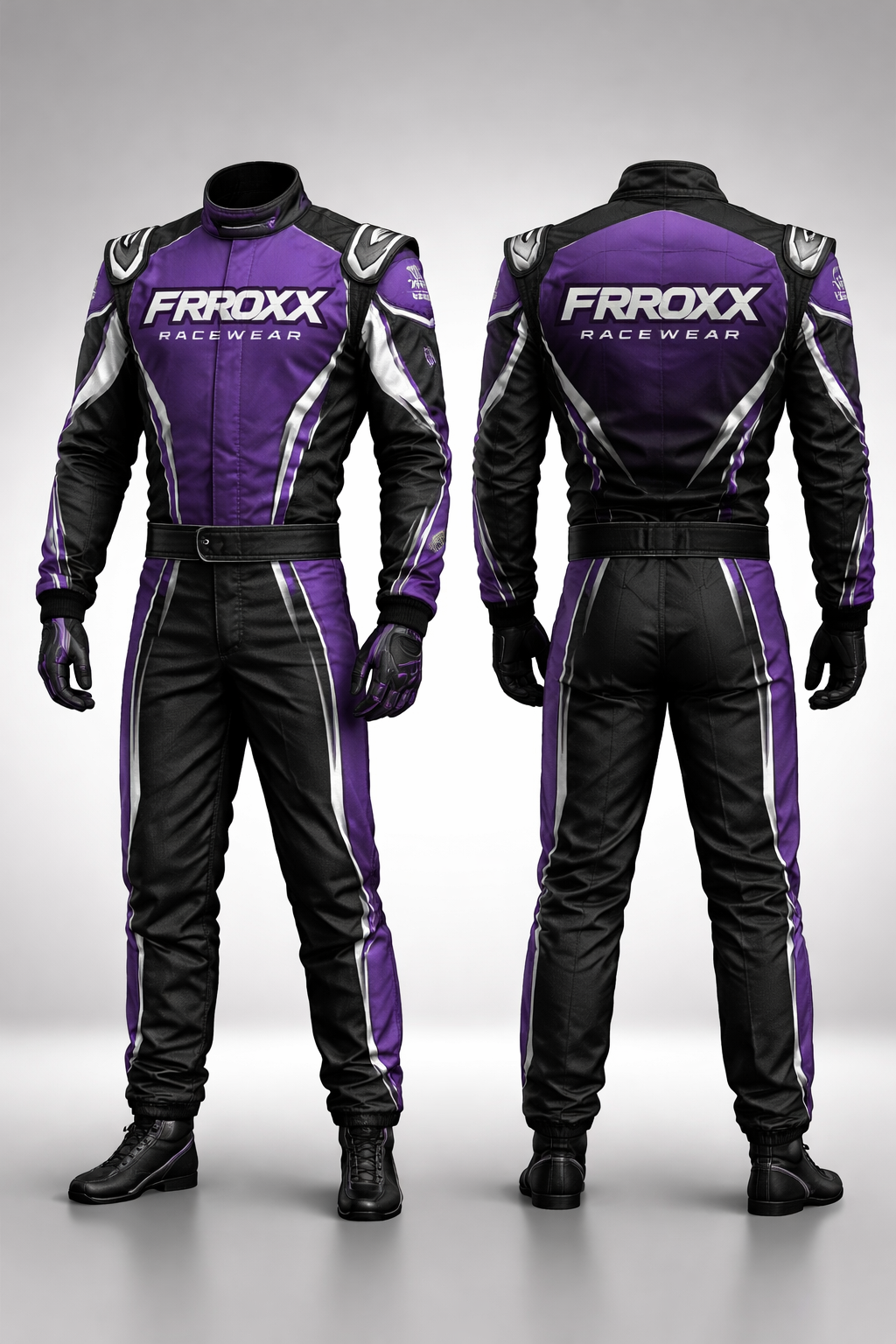 2026 FRROXX Racewear Go Kart Racing Custom Suit Purple & Black