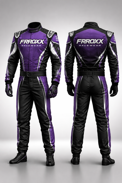 2026 FRROXX Racewear Go Kart Racing Custom Suit Purple & Black