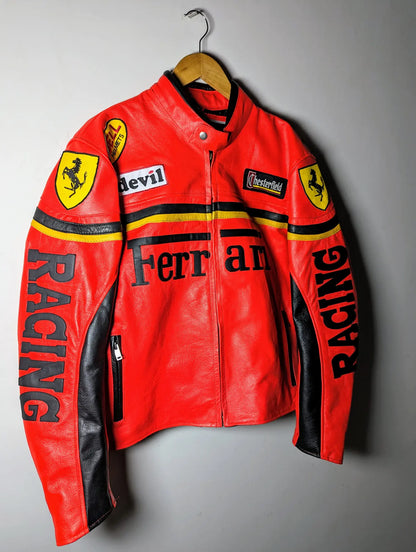 FERRARI RACING LEATHER JACKET Formula 1 RETRO