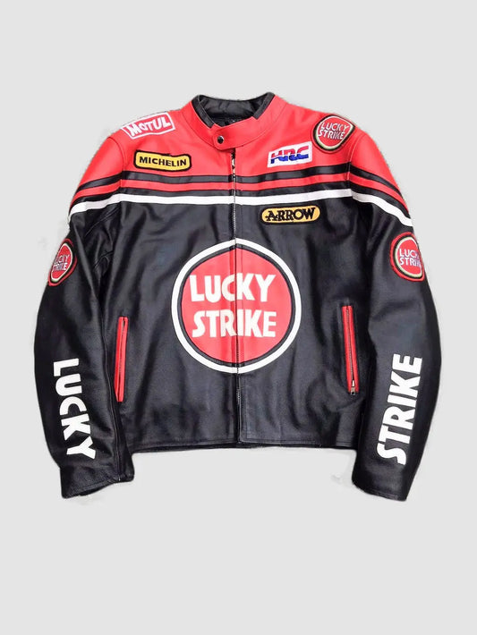 LUCKY STRIKE RARE 90’s Biker Leather Jacket Vintage