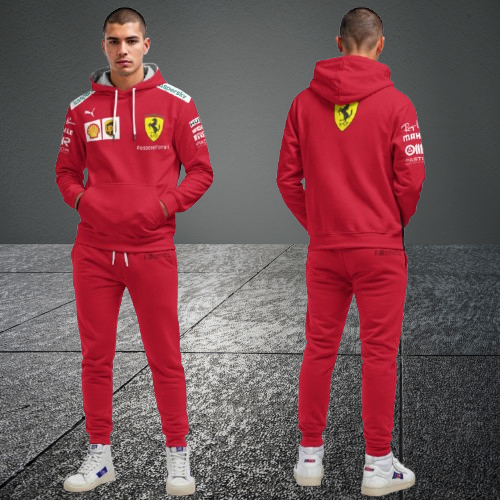 Sebastian Vettel Ferrari 2020 Racing F1 Uniform Team Hoodie & Jogger Set