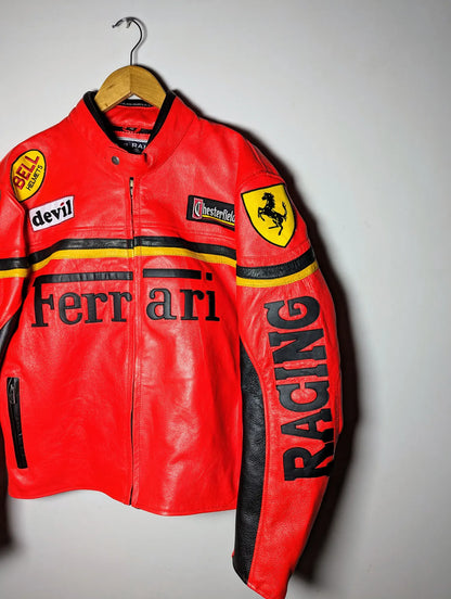 FERRARI RACING LEATHER JACKET Formula 1 RETRO