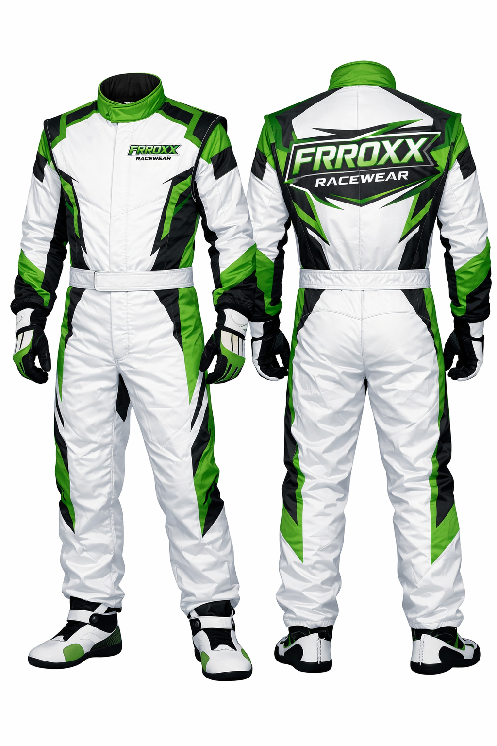 FRROXX Racewear Go Kart Racing Custom Suit Green & White