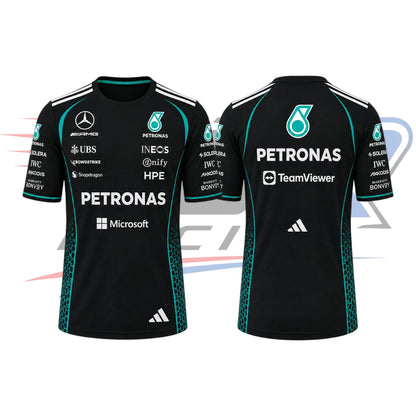 2026 Mercedes F1 Team Racing T-Shirt – Black & Teal