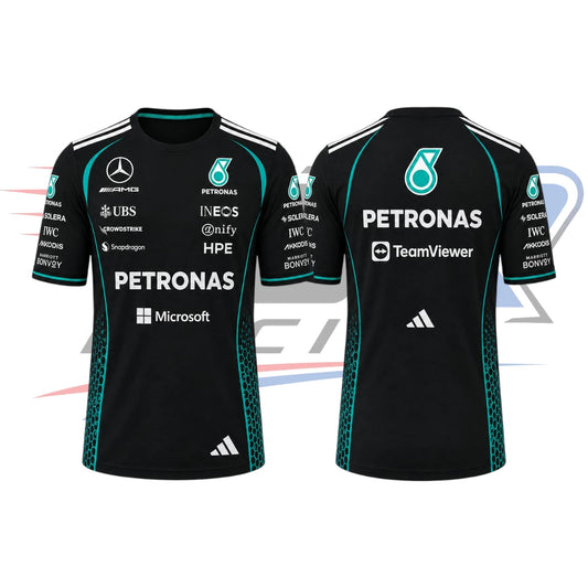 2026 Mercedes F1 Team Racing T-Shirt – Black & Teal