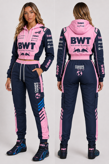 F1 Team Alpine BWT Women’s Hoodie & Jogger Set – Pink & Navy