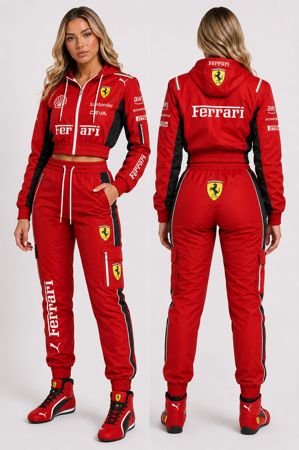 F1 Team Ferrari Women’s Hoodie & Jogger Set Red