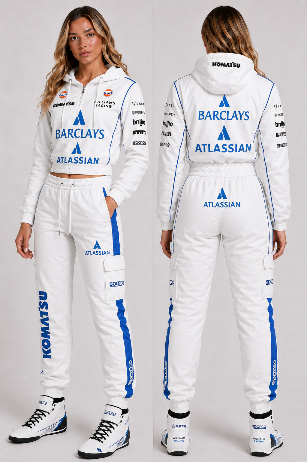 F1 Team Williams Racing Women’s Hoodie & Jogger Set – White & Blue