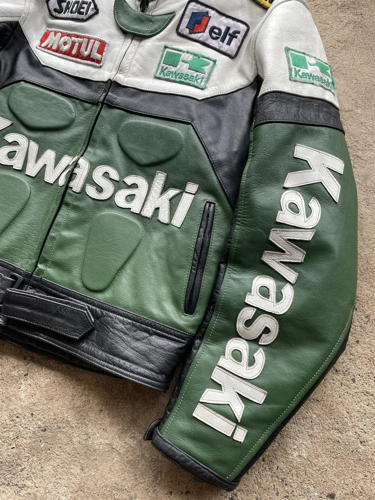 RARE Vintage Kawasaki Leather Moto Racing Jacket Hype