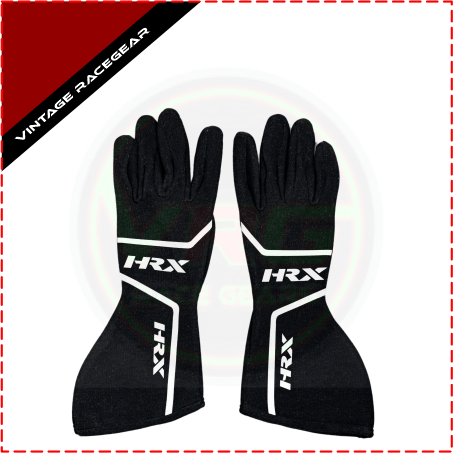 HRX FIA Racing Gloves - Black-White - Vintage Racegears