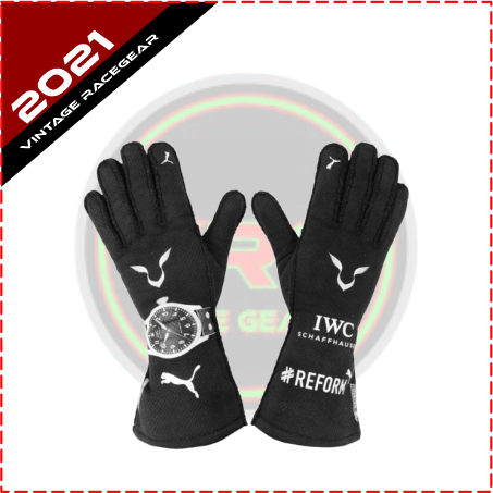 2021 Lewis Hamilton Mercedes F1 Race Gloves Black - Vintage Racegears