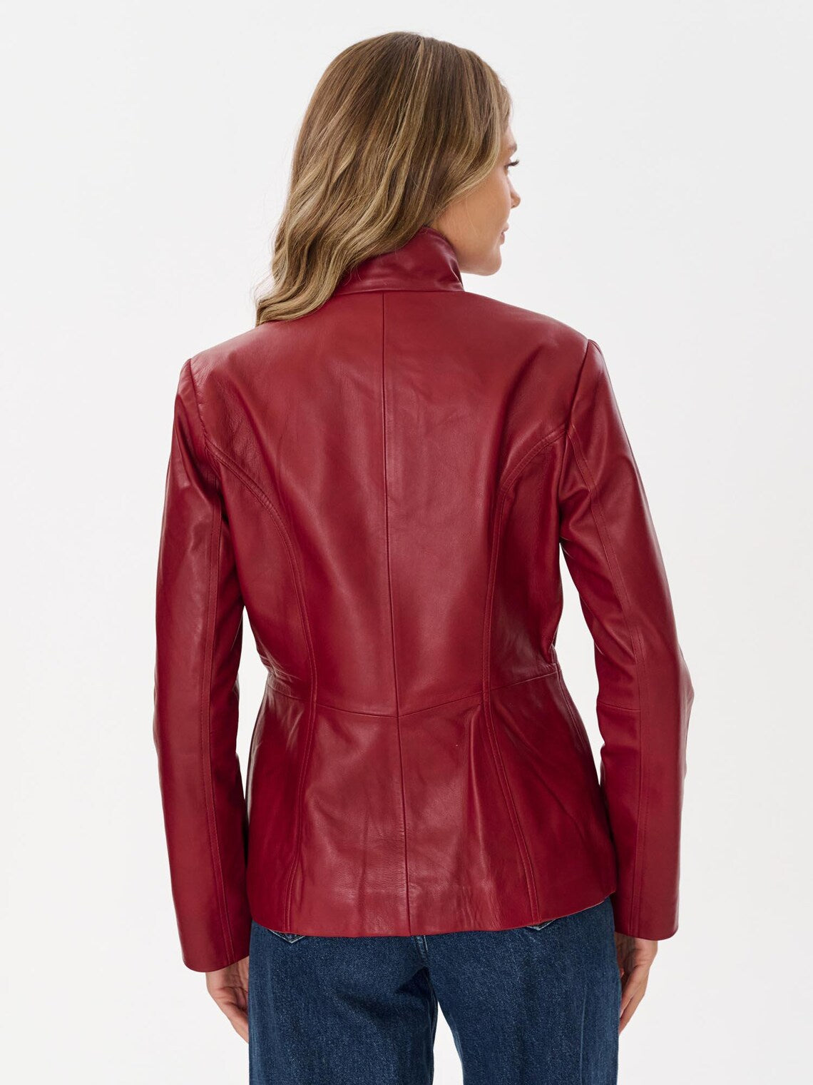 Red Lambskin Leather Jacket: Women's Slim Fit Racing Style