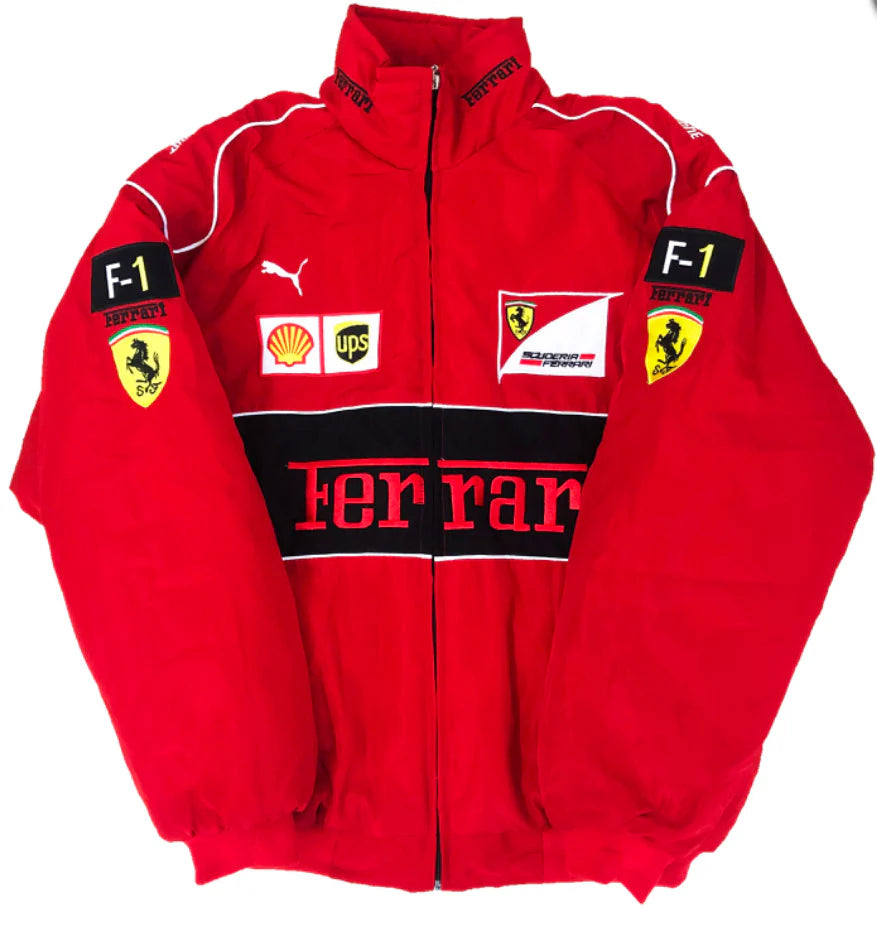 F1 Vintage Ferrari Racing Jacket Red And Black
