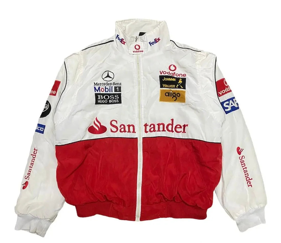F1 Vintage Mercedes Benz Racing Jacket Red White