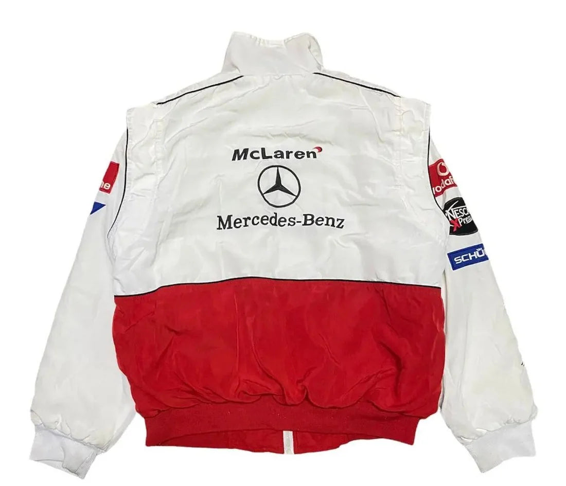 F1 Vintage Mercedes Benz Racing Jacket Red White