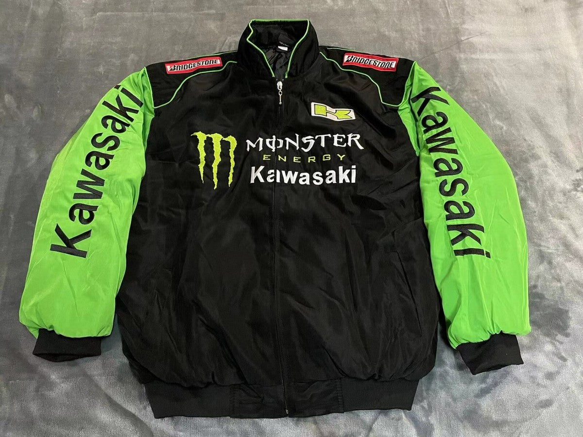 F1 Vintage Kawasaki Monster Racing Jacket Black