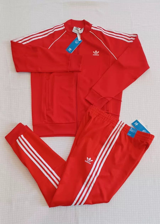 New Men’s Adidas Originals Primeblue Superstar Tracksuit ~ Red