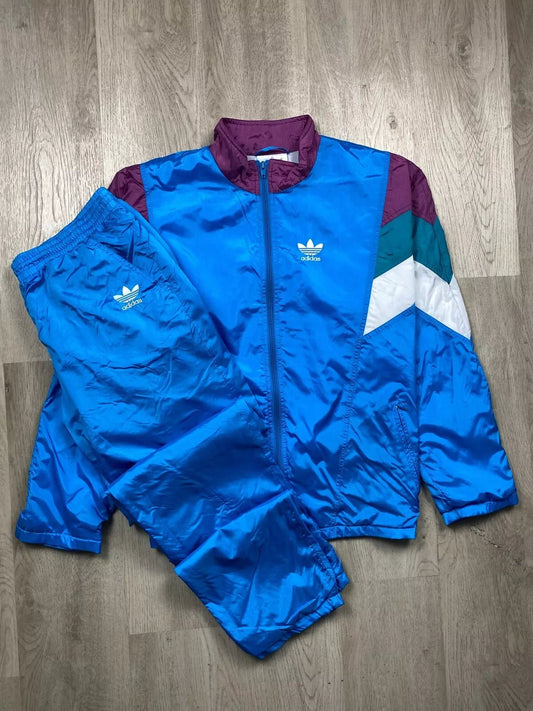 ADIDAS 90s Vintage Men's Nylon Track Suit Jacket + Pants