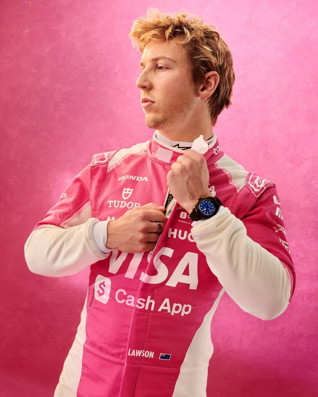2025 Liam Lawson Visa Cash App GP Miami F1 Race suit Pink